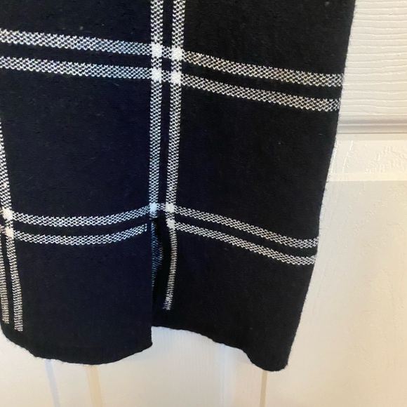 Abercrombie and Fitch Black White Plaid Knit Mock Neck Dress Size Small LONG - Picture 5 of 9
